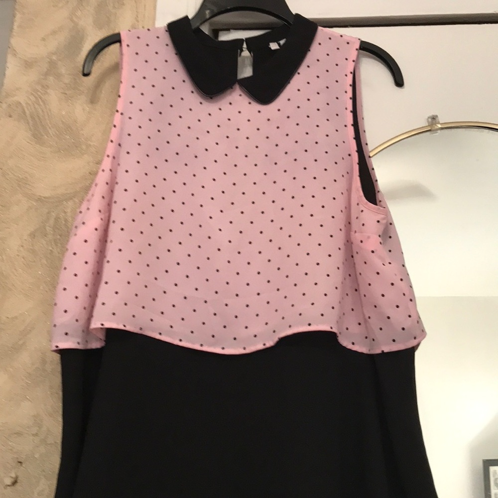 🌟 Chiffon  pink and black polka dots